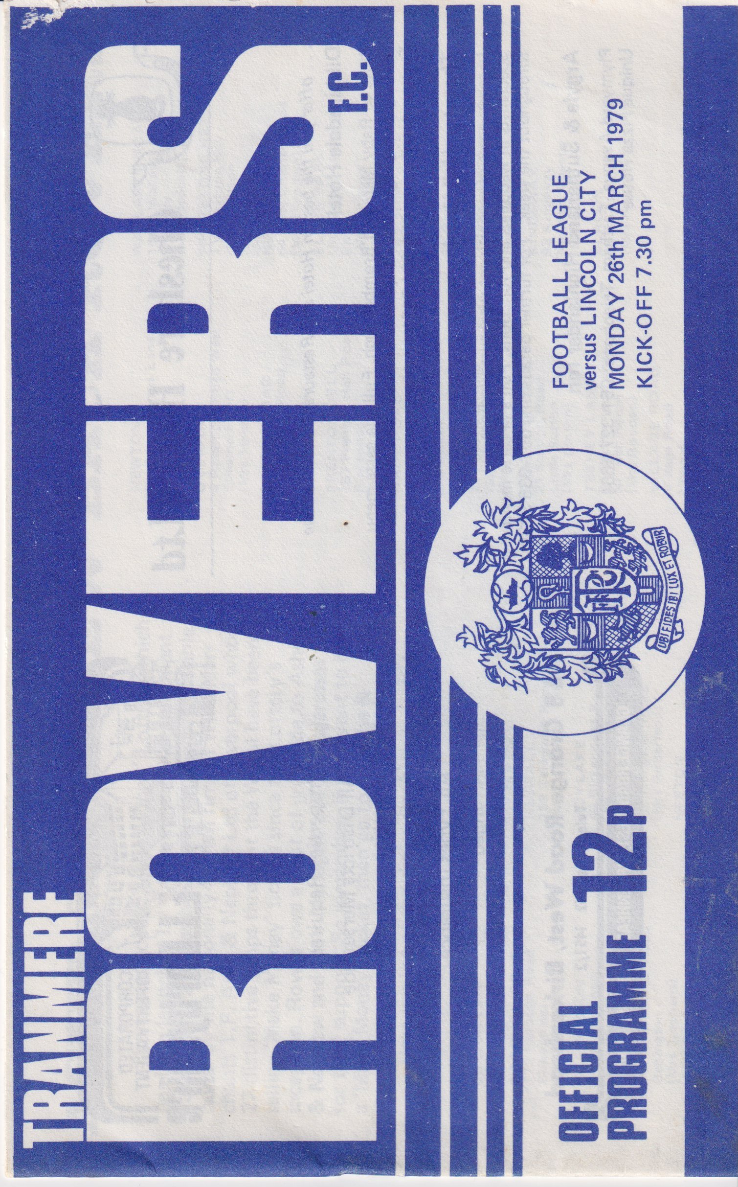 Tranmere Rovers v Lincoln City match programme